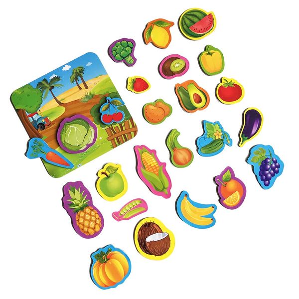 Набір магнітів з дошкою Овочі та фрукти, Vladi Toys RK2090-06 RK2090-06 фото