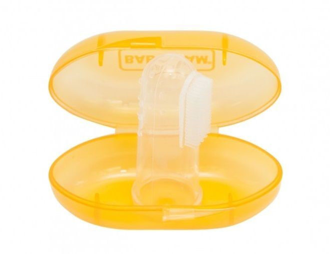 Зубна щітка-масажер силіконова, з контейнером помаранчева, Baby Team, 7200 7200d фото