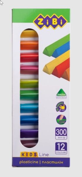 Пластилін 12 кольорів (300 г) трикутником, ZIBI-6227  ZIBI-6227 фото