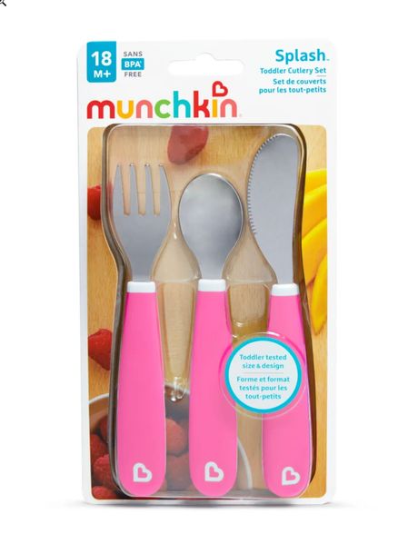 Набір Munchkin "Splash": ложка, виделка, ніж з нержавіючої сталі, рожевий 012110.01 фото