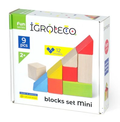 Дерев'яна розвиваюча іграшка серія "Кубики логічні кольорові" 9 шт., IGROTECO 900163 900163 фото