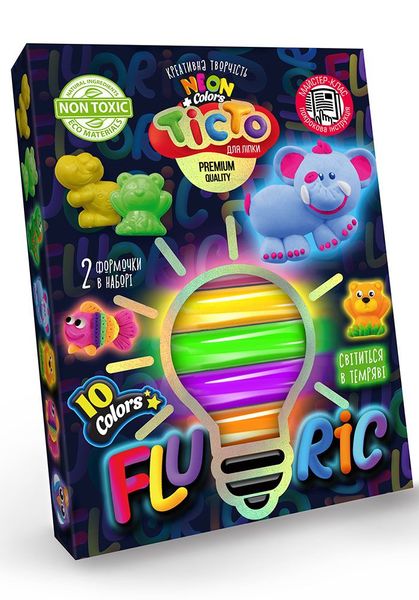 Тісто для ліпки "Fluoric" 10 кольорів, Danko Toys, TMD-FL10-04U TMD-FL10-04U фото