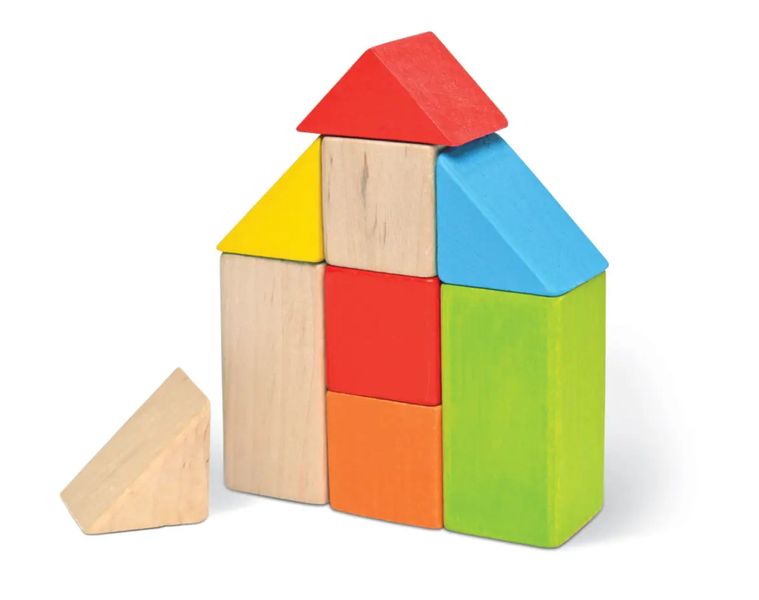 Дерев'яна розвиваюча іграшка серія "Кубики логічні кольорові" 9 шт., IGROTECO 900163 900163 фото