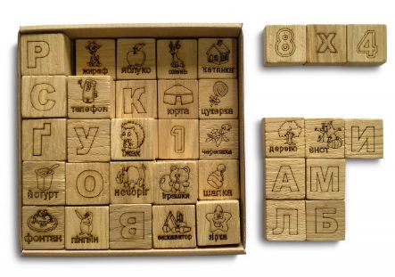 Кубики з дерева "Абетка-Арифметика", Arinwood, 01-102 01-102 фото