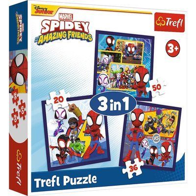 Пазли "3 в 1" Marvel Команда Спайді та динозаври, Trefl 34892 34892 фото