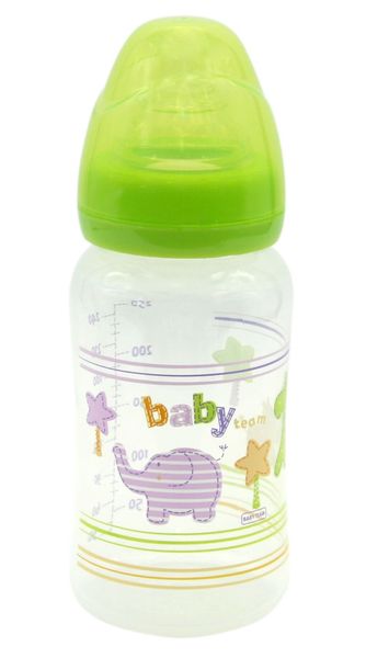 Пляшечка для годування з широким горлом зелена, Baby team, 1002 1002d2 фото