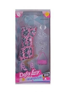 Аксесуари для ляльки: сукня рожева з чорним та взуття, Defa, 8432 8432 фото