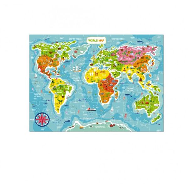 Пазл "Мапа Світу" англійською 100ел, Dodo, 300123 300123 фото