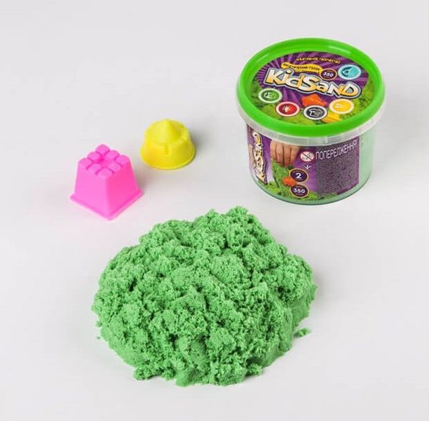 Кінетичний пісок "Kidsand" зелений у відрі 350г, 2 формочки, Danko Toys, KS-01-03 KS-01-03 фото