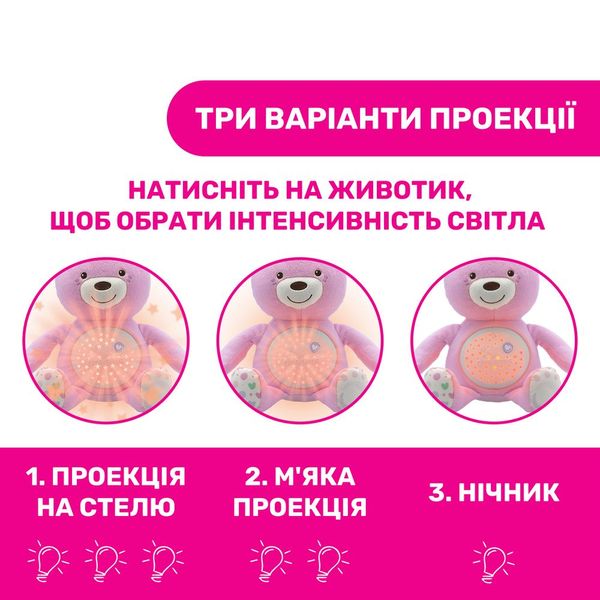 М'який плюшевий нічник "Ведмедик" рожевий, Chicco, 08015.10 08015.10 фото