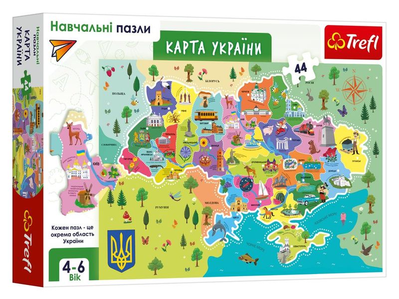 Пазли навчальні Карта України, 44 ел., Trefl 15584 15584 фото