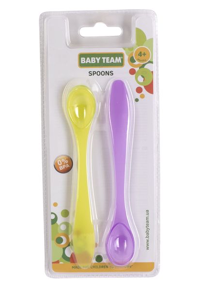 Ложечки для годування з довгою ручкою фіолетова та зелена, Baby team, 6101 6101d2 фото
