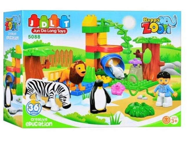 Конструктор (аналог Lego Duplo) "Зоопарк" 36 деталі, JDLT, 5088 5088d фото